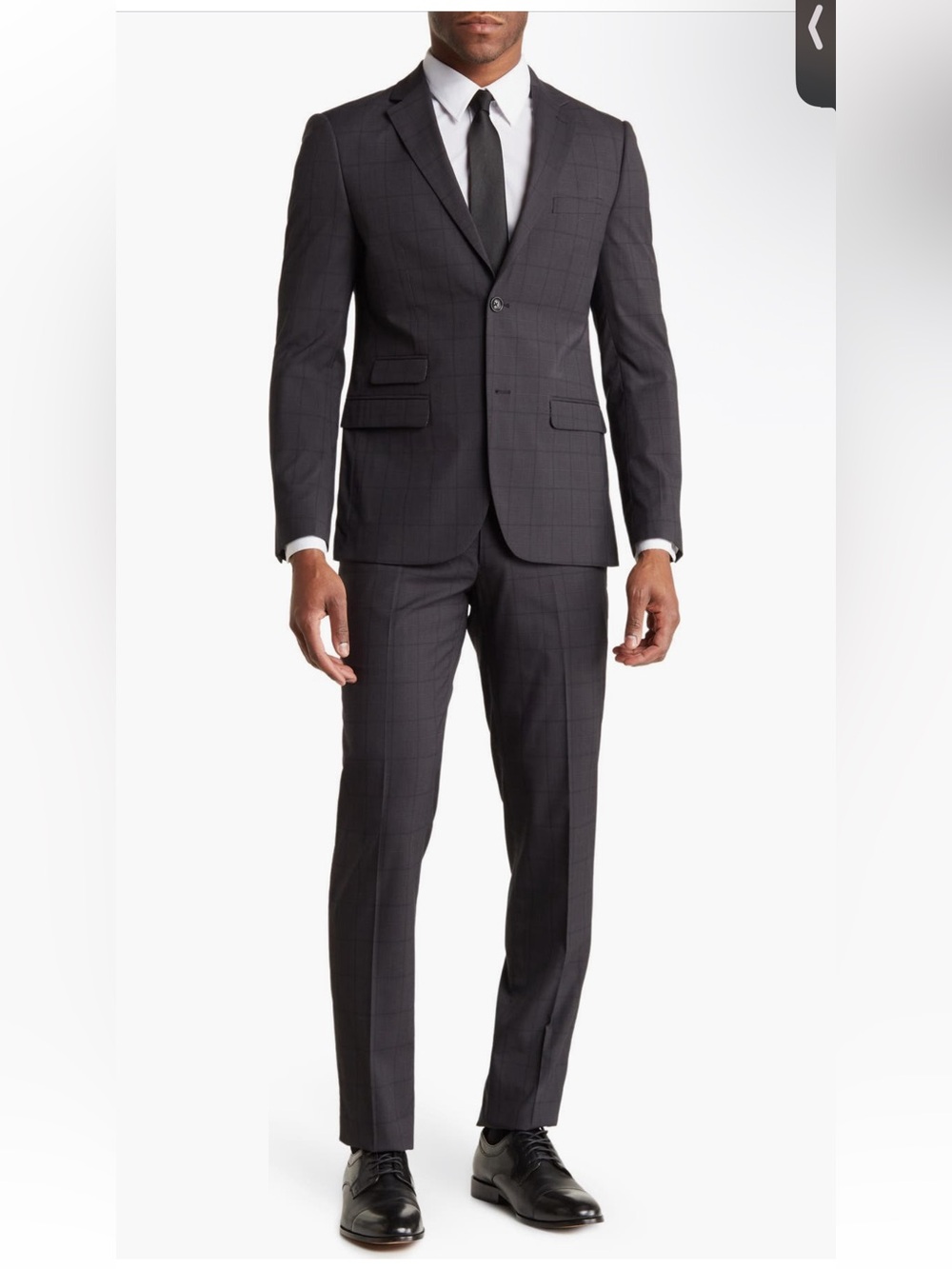 Soul of London Men's Charcoal Windowpane Suit Pants- Modern Fit Size 37R NWOT